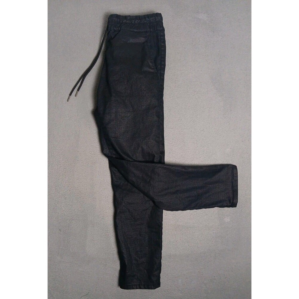Bevy Flog Shely Pants Women's 28 Black Grid Check Elastic Waist Stretch Slim Fit